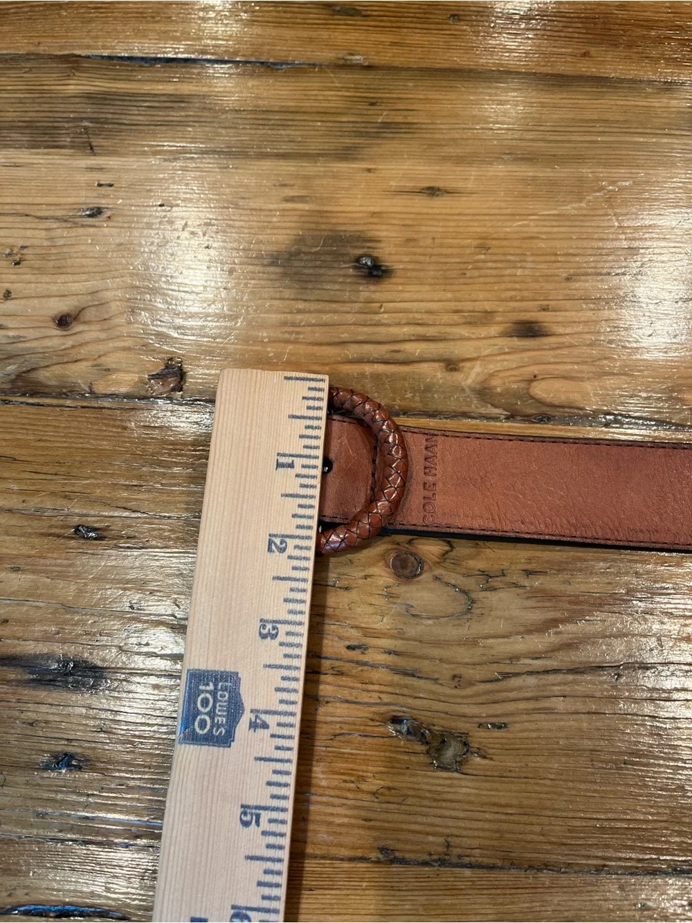 Vintage Cole Haan Women’s Brown Braided Round-Buckle Leather Belt • Size Medium